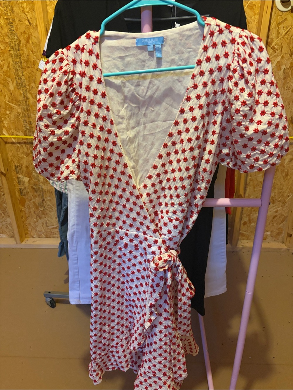 Draper James rsvp Red and White Floral Wrap Dress small
